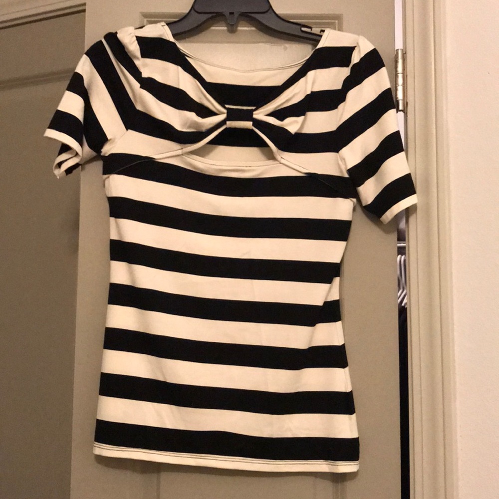 Black and beige striped blouse